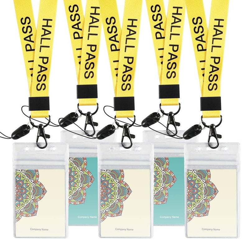 Melife 6 Pack Hall Pass Lanyards, School Passes for Classroom, hallpass for Bathroom, Library, Office. Yellow - Image 4
